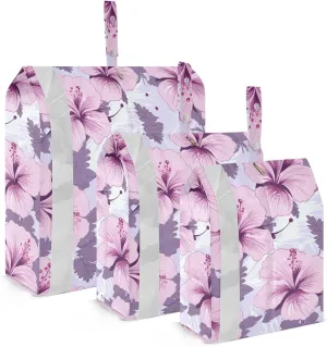 Hibiscus Flower Leaves Pink Packing Cubes for Travel 3 Set Packing Cubes Large Luggage Organizer Bags for Packing Compression