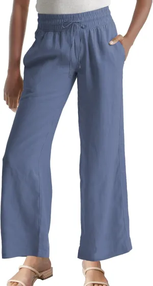 Hixiaohe Women Linen Pant High Waisted Wide Leg Palazzo Trousers Loose Flowy Pants Beach Travel Vacation Outfits with Pockets