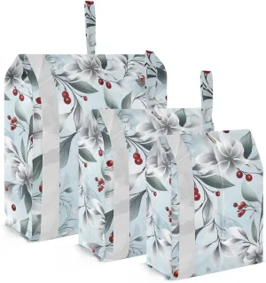 Holly Berries Flower Gray Packing Cubes for Travel 3 Set Packing Essentials Luggage Organizer Bags for Woman Man