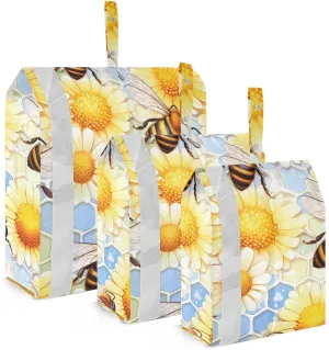 Honey Bee Flowers Honeycomb Packing Cubes for Travel 3 Set Packing Compression Cubes Luggage Bags for Packing