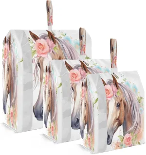 Horse Flower Packing Cubes for Travel 3 Set Packing Cubes Large Suitcase Organizer Bags for Travel Compression