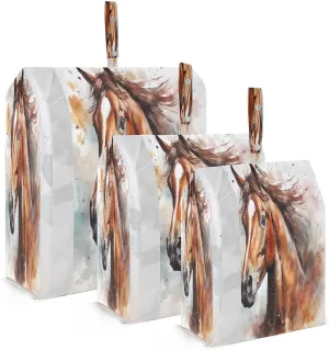 Horse Watercolor Packing Cubes for Travel 3 Set Compressible Packing Cubes Suitcase Organizer for Suitcases