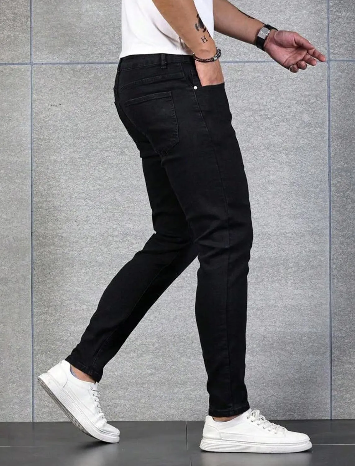 HUNGSON Skinny Jeans for Men Stretch Slim Fit Ripped Distressed