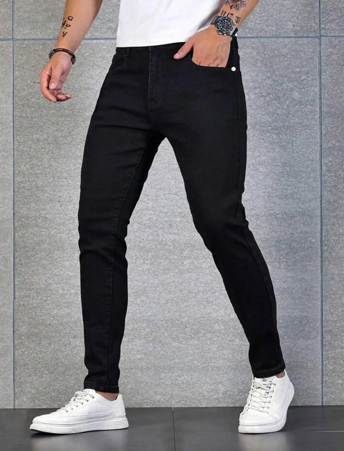 HUNGSON Skinny Jeans for Men Stretch Slim Fit Ripped Distressed