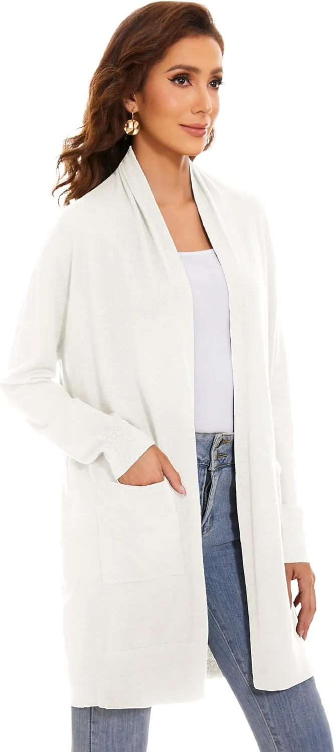 Huuloo Women's Open Front Long Shawl Cardigan Sweater with Pockets