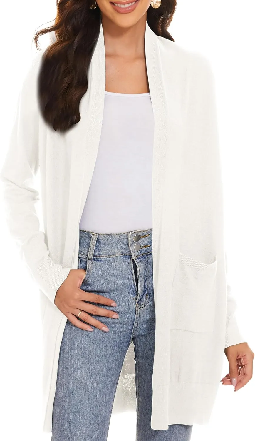 Huuloo Women's Open Front Long Shawl Cardigan Sweater with Pockets