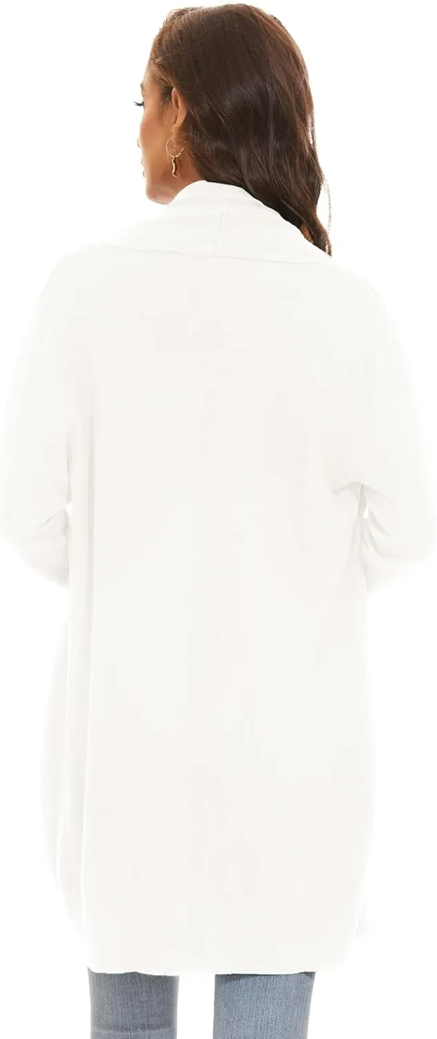 Huuloo Women's Open Front Long Shawl Cardigan Sweater with Pockets