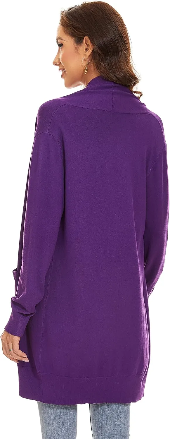 Huuloo Women's Open Front Long Shawl Cardigan Sweater with Pockets