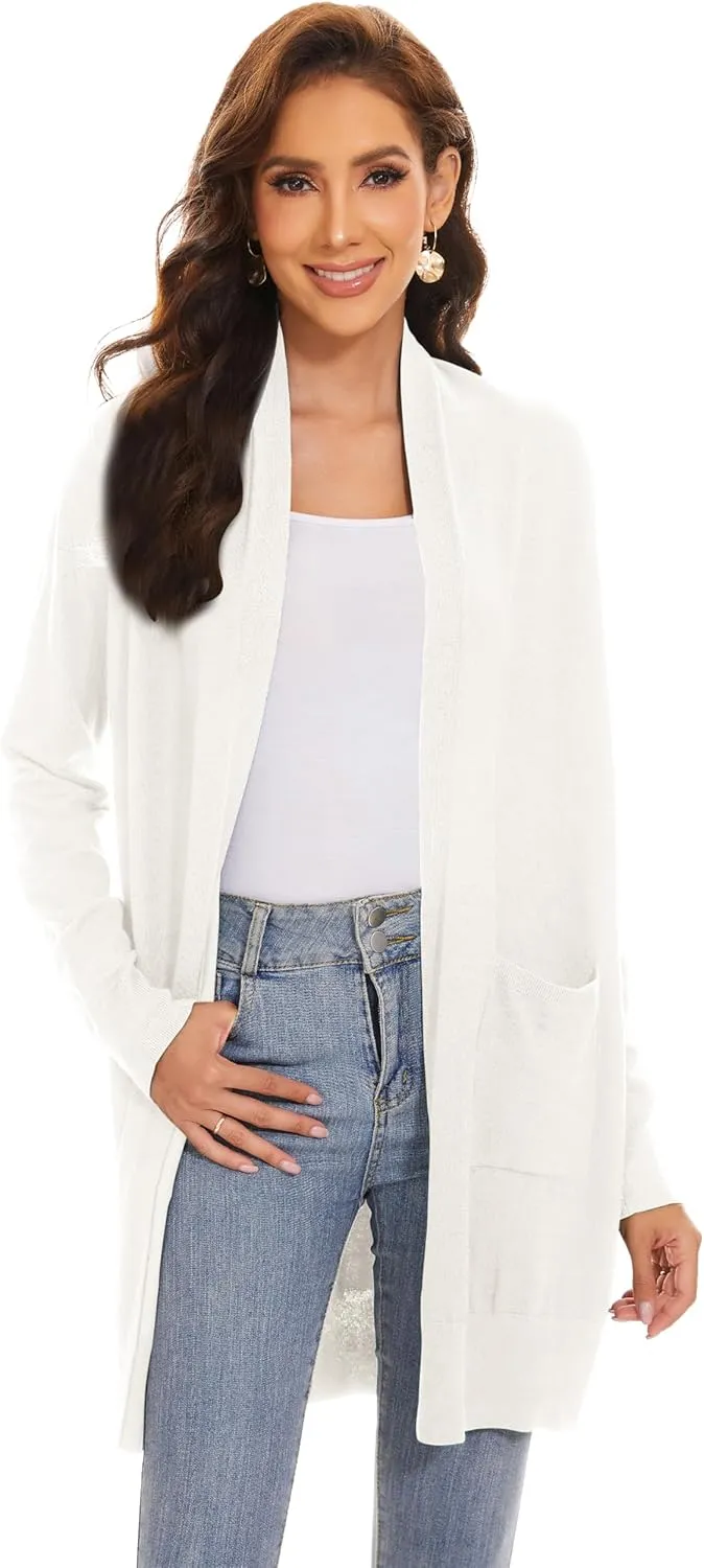 Huuloo Women's Open Front Long Shawl Cardigan Sweater with Pockets