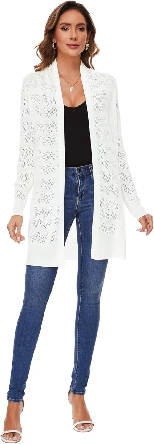 Huuloo Women's Open Front Long Shawl Cardigan Sweater with Pockets