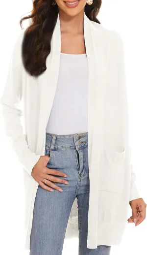 Huuloo Women's Open Front Long Shawl Cardigan Sweater with Pockets