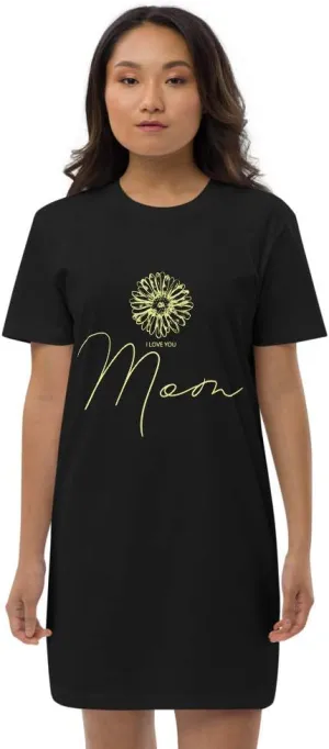I Love You Mom Camomile Citrus Quote Lettering Herbs Design Organic Cotton t-Shirt Dress