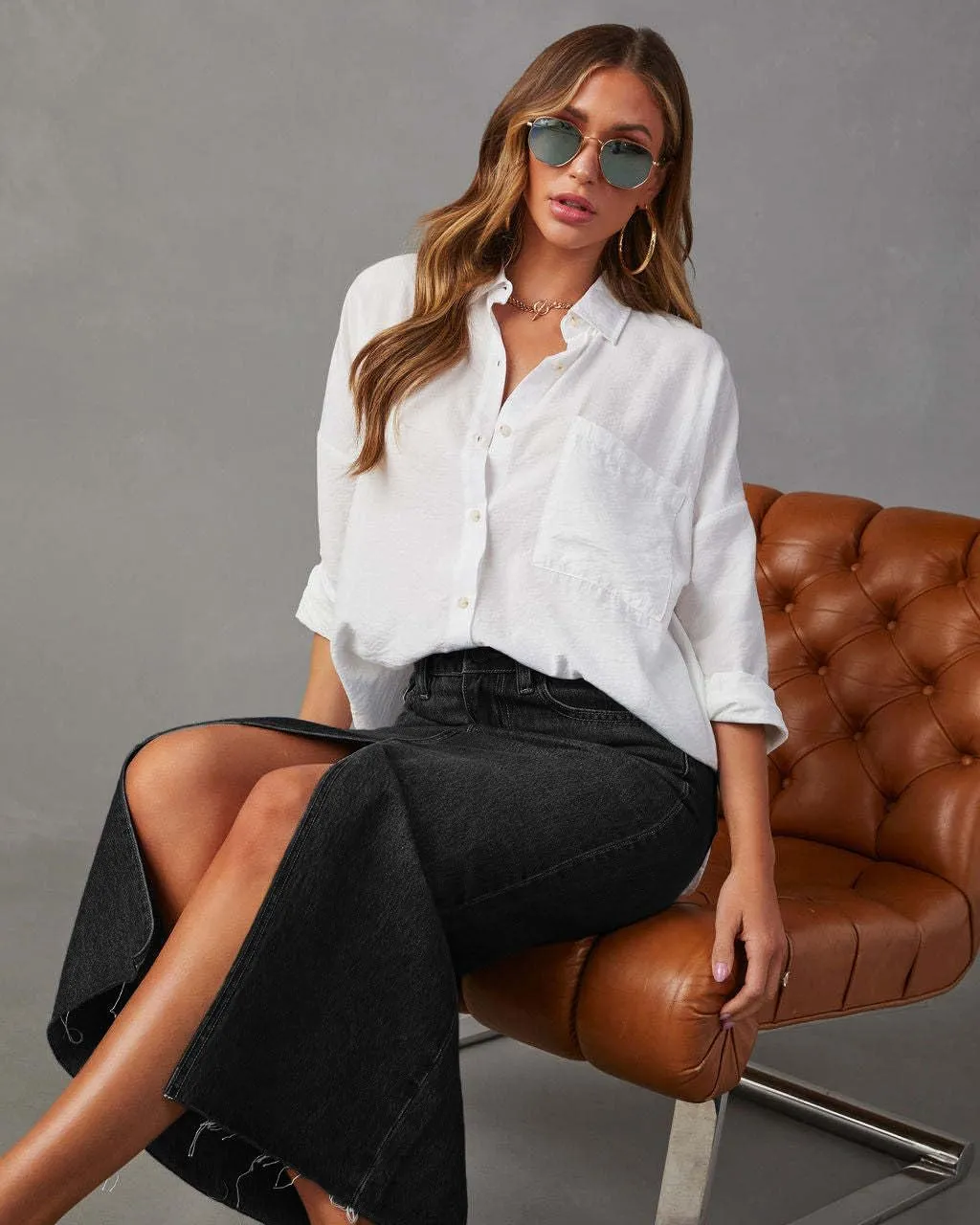 Jean Skirts for Women Denim High Waisted Slit Casual Long Skirt with Pockets