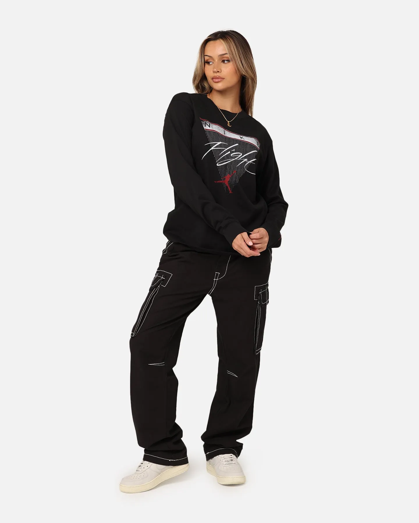Jordan Women's Long Sleeve Graphic T-Shirt Black/Brown/Gym Red