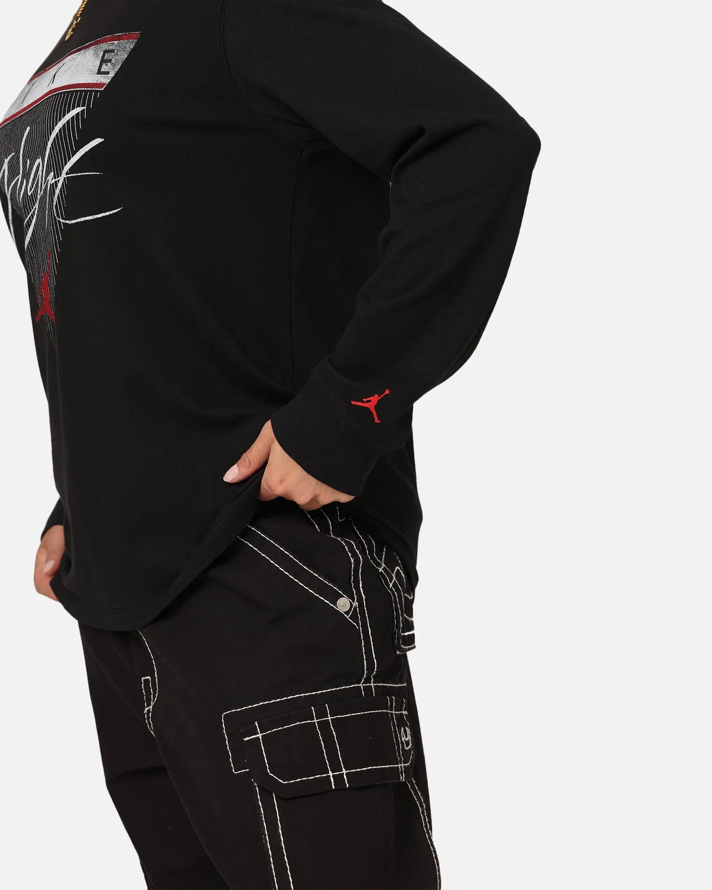 Jordan Women's Long Sleeve Graphic T-Shirt Black/Brown/Gym Red