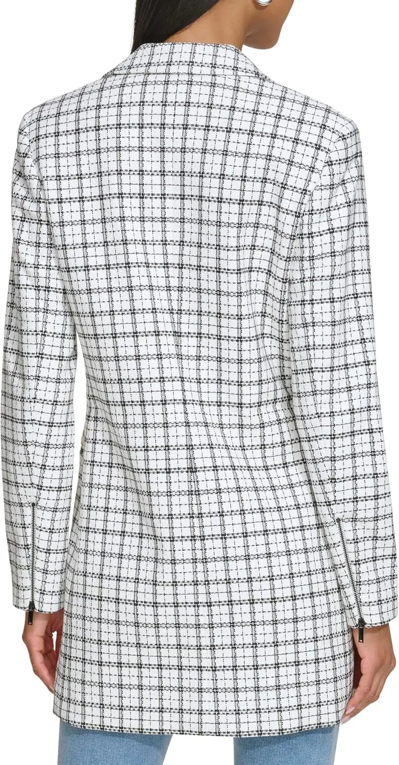 Karl Lagerfeld Paris Women's Plaid Tweed Blazer