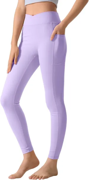 KEREDA Girls Athletic Leggings V Cross Yoga Pants Teen Girls with Pocket for Workout,Gym,Running,Dance