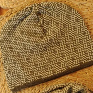 Khaki Wool Jacquard Beanie