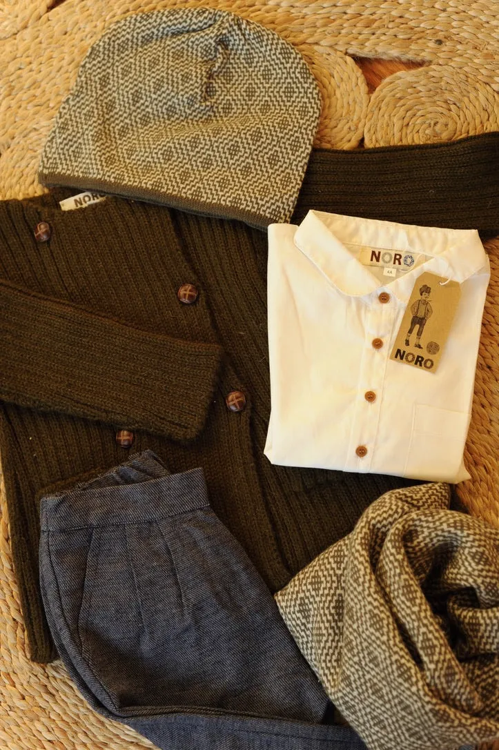 Khaki Wool Jacquard Beanie