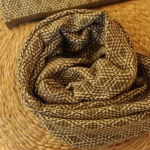 Khaki Wool Jacquard Scarf