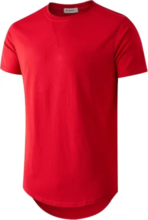 KLIEGOU Mens 100 Cotton Hipster Hip Hop Longline Crewneck T-Shirt Pre - Shrunk S-4XL