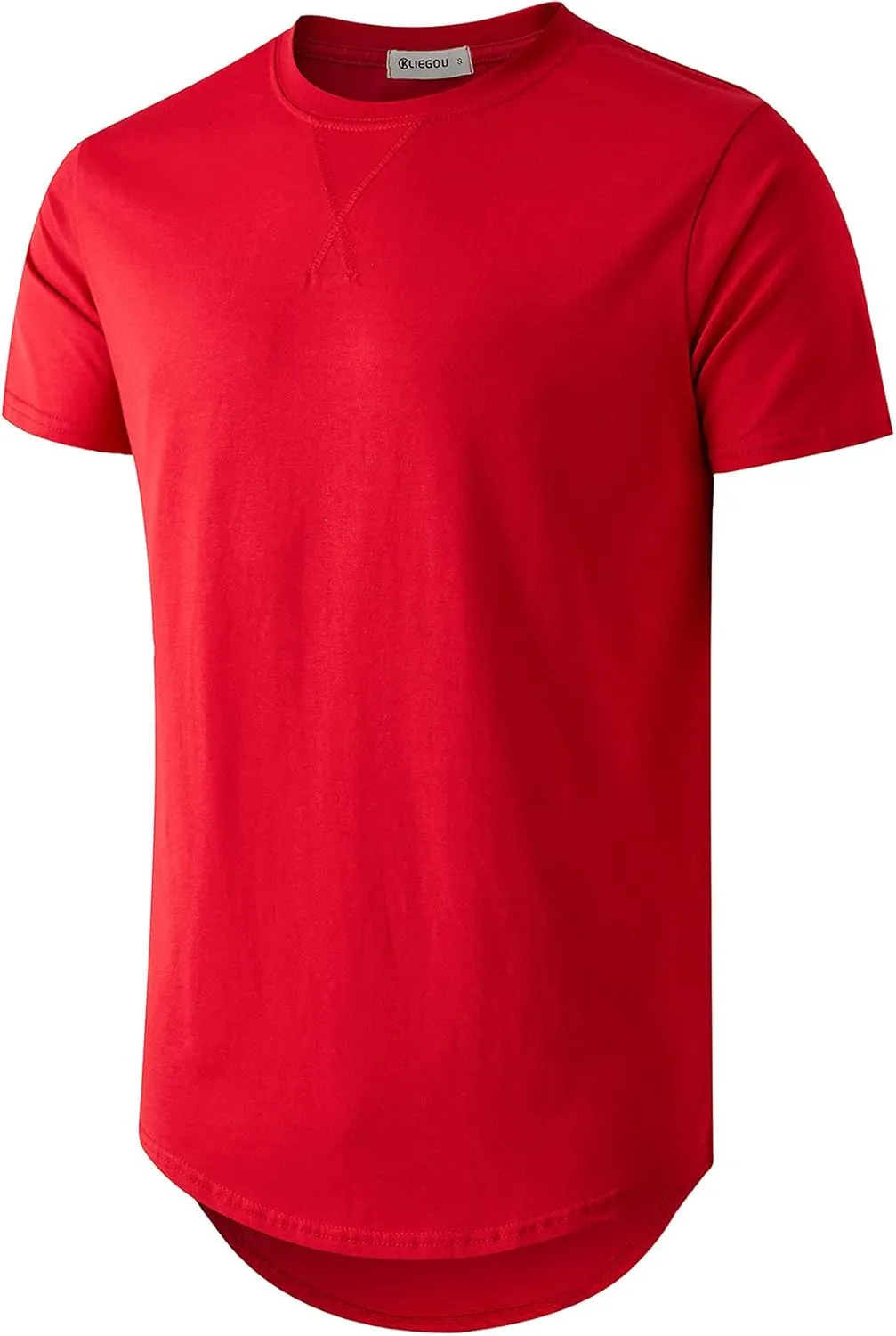 KLIEGOU Mens 100 Cotton Hipster Hip Hop Longline Crewneck T-Shirt Pre - Shrunk S-4XL