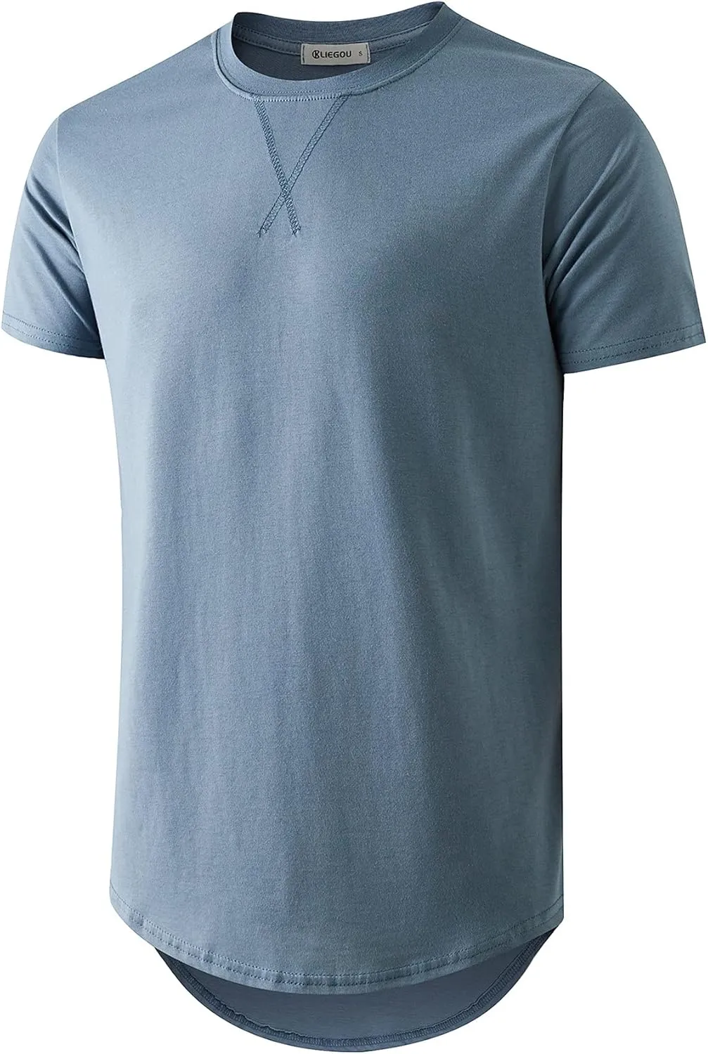 KLIEGOU Mens 100 Cotton Hipster Hip Hop Longline Crewneck T-Shirt Pre - Shrunk S-4XL