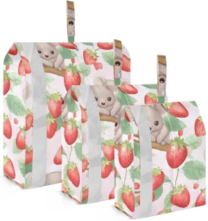 Koala Strawberry Cute Packing Cubes for Travel 3 Set Packing Compression Cubes Luggage Packing Organizers for Travel Essentials