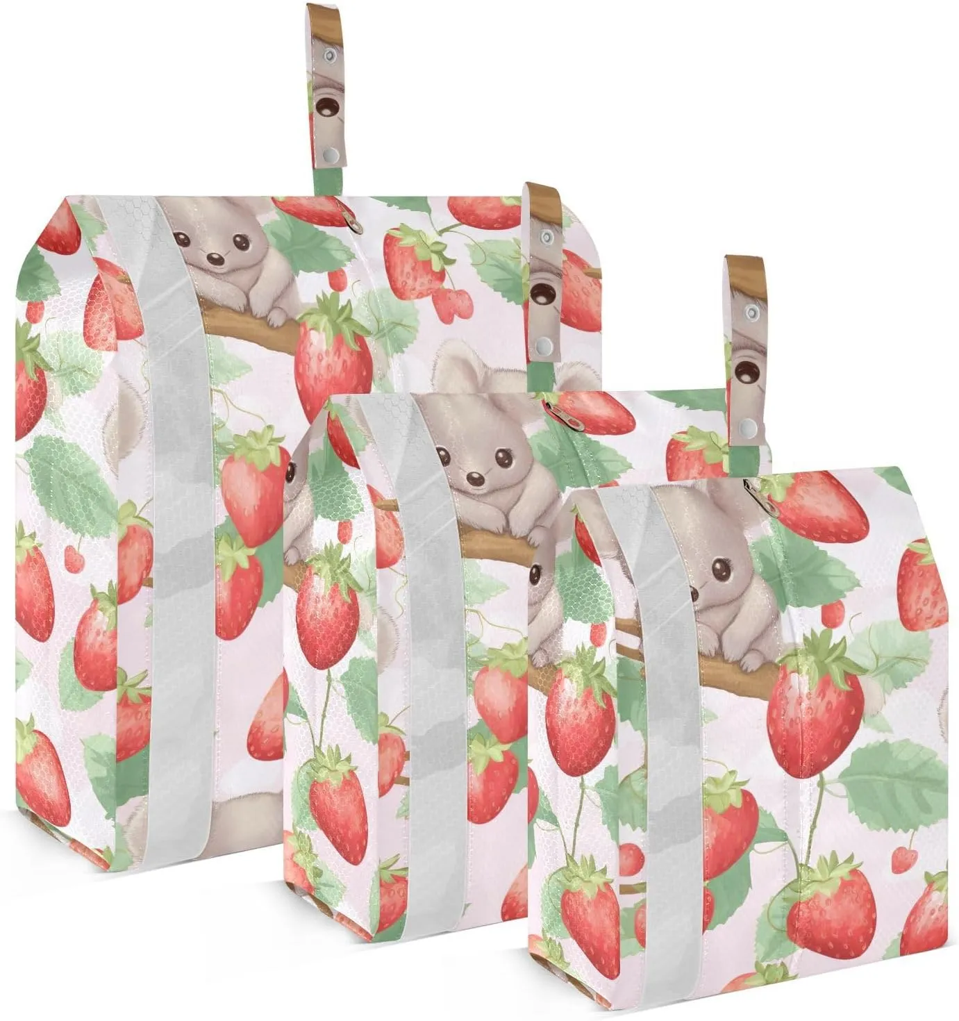 Koala Strawberry Cute Packing Cubes for Travel 3 Set Packing Compression Cubes Luggage Packing Organizers for Travel Essentials