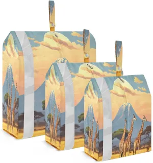 Landscape Giraffes Packing Cubes for Travel 3 Set Packing Travel Organizer Cubes Luggage Bags Organizer for Luggage