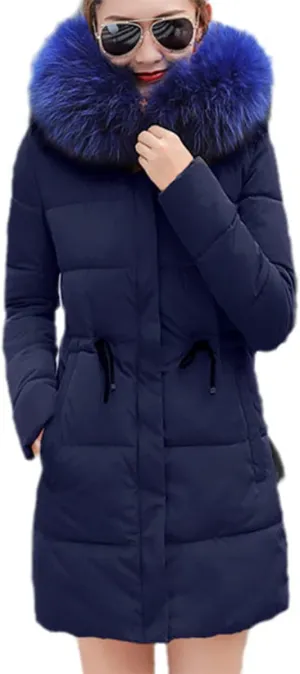 Large Fur Winter Jacket Women Padded Parka Coat Slim Long Winter Coat Down Cotton Down Jacket