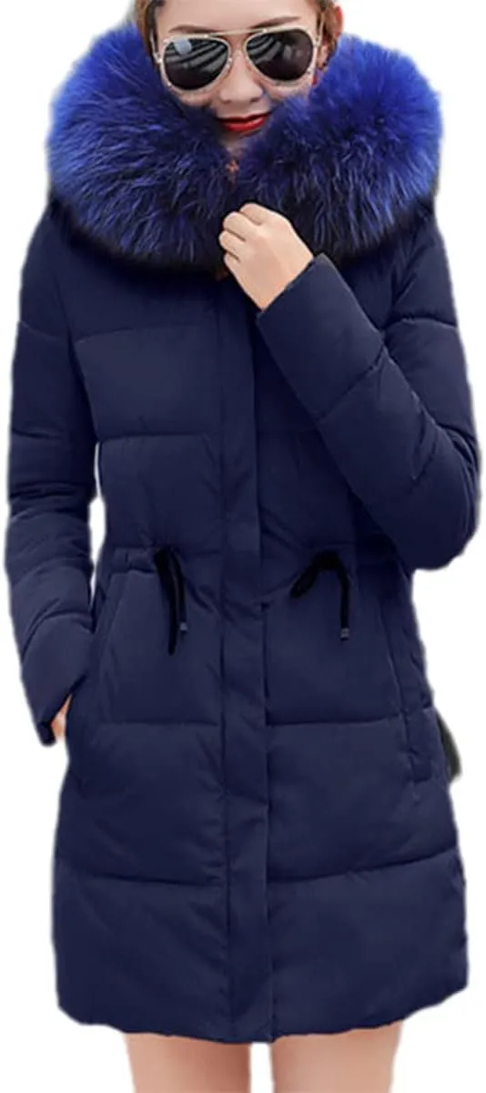 Large Fur Winter Jacket Women Padded Parka Coat Slim Long Winter Coat Down Cotton Down Jacket