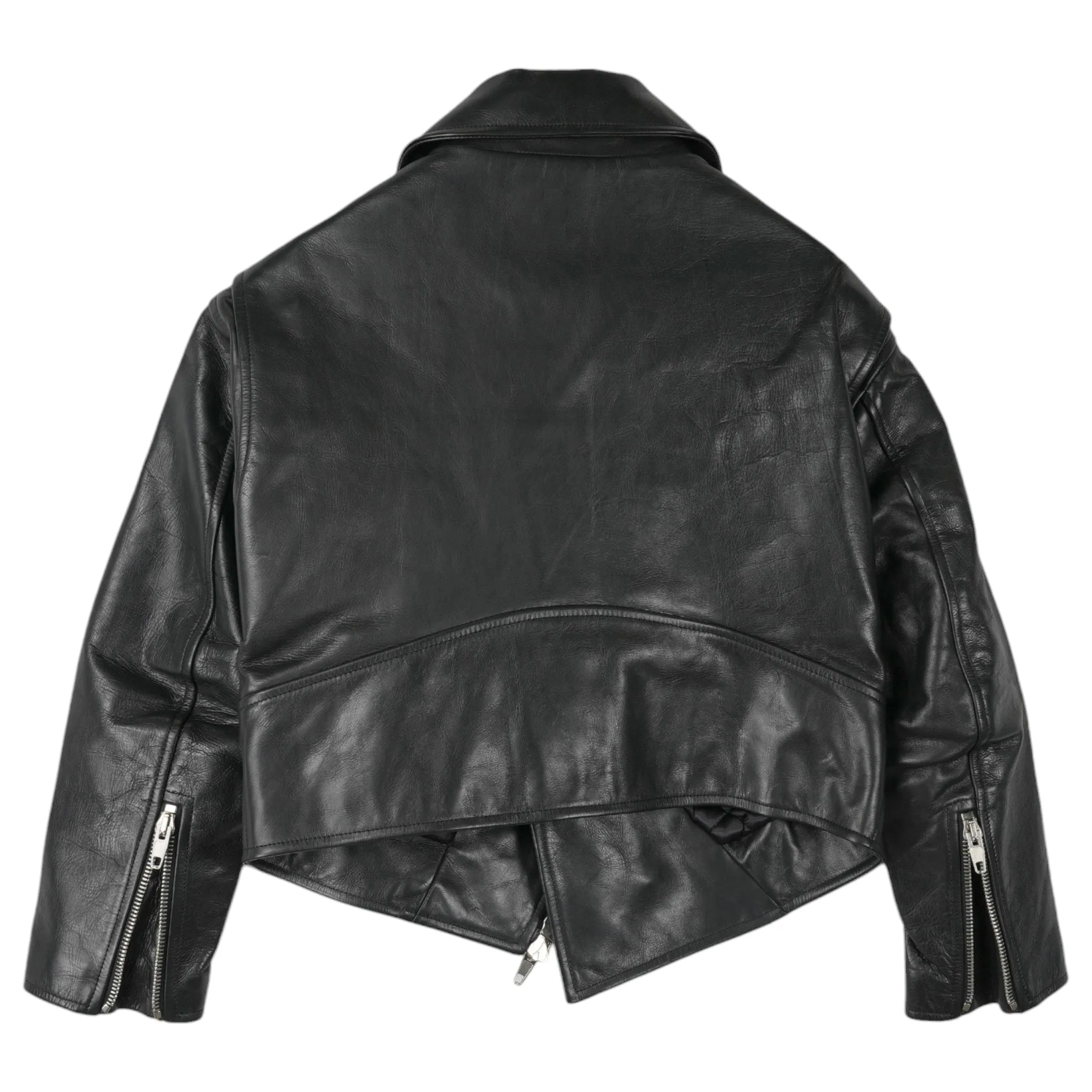 LEATHER BIKER JACKET / BLACK