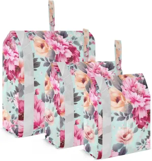 Leaves Pink Flower Packing Cubes for Travel 3 Set Travel Packing Cubes Luggage Cubes for Vacation Clothes