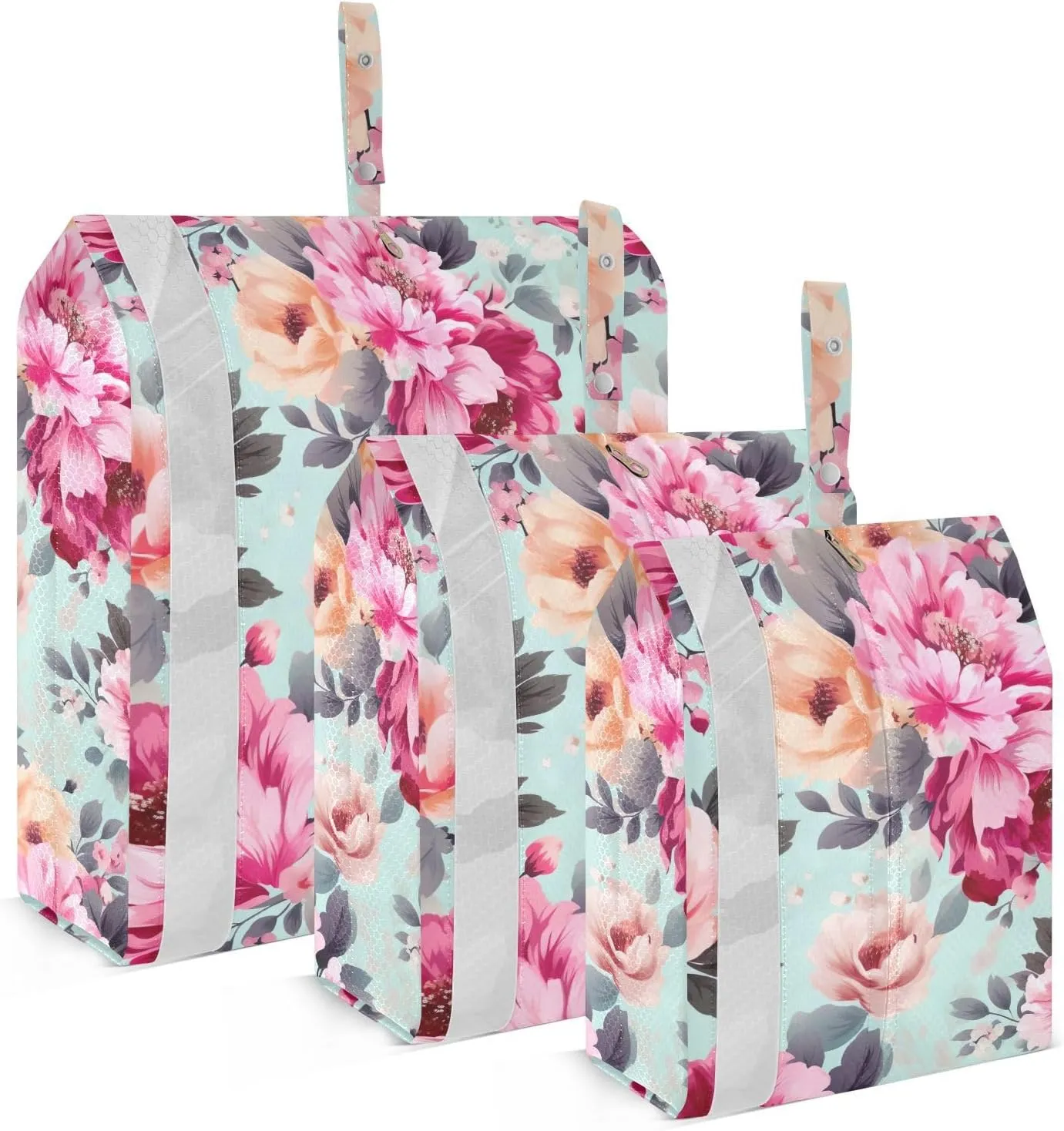 Leaves Pink Flower Packing Cubes for Travel 3 Set Travel Packing Cubes Luggage Cubes for Vacation Clothes