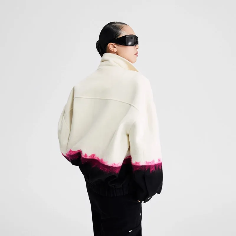 Ledi Wang pure wool top autumn winter jacket contrast ombre  jacket - Soome