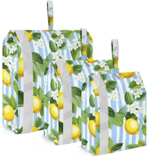 Lemon Blue White Stripe Packing Cubes for Travel 3 Set Large Packing Cubes Luggage Bags Organizer for Organization