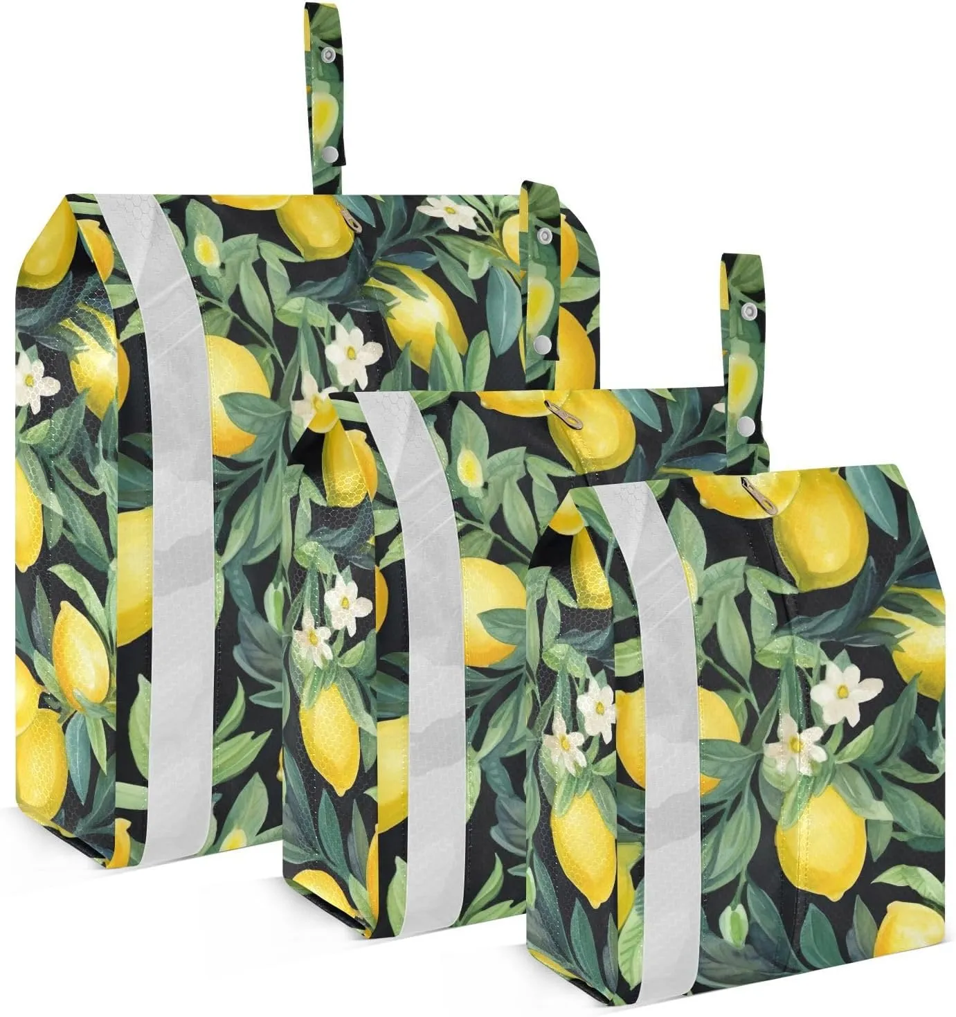 Lemon Leaves Flowers Packing Cubes for Travel 3 Set Compression Cubes Suitcase Organizer Bags for Packing Compression