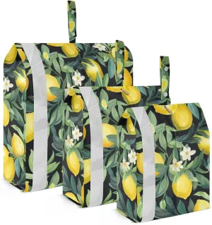 Lemon Leaves Flowers Packing Cubes for Travel 3 Set Compression Cubes Suitcase Organizer Bags for Packing Compression