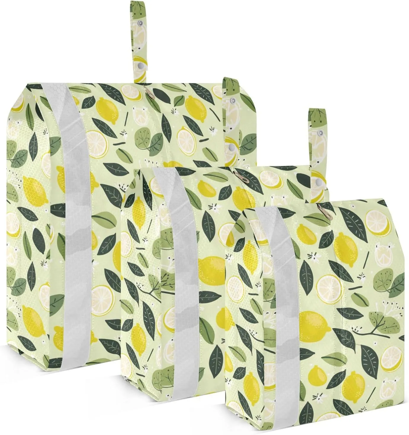 Lemon Sliced Leaves Packing Cubes for Travel 3 Set Compression Travel Bags Luggage Organizers for Travel