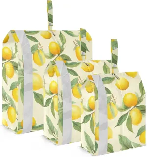 Lemons Leaves Flowers Yellow Packing Cubes for Travel 3 Set Packing Compression Cubes Suitcase Organizer for Travel Essentials