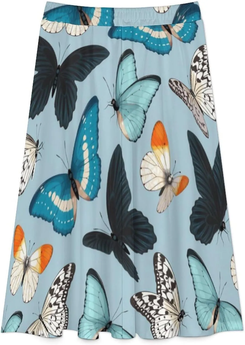 Lovely Fluttabyes Printed Midi Skirts High Elastic Waist Ruched Boho Mini Club Skirt