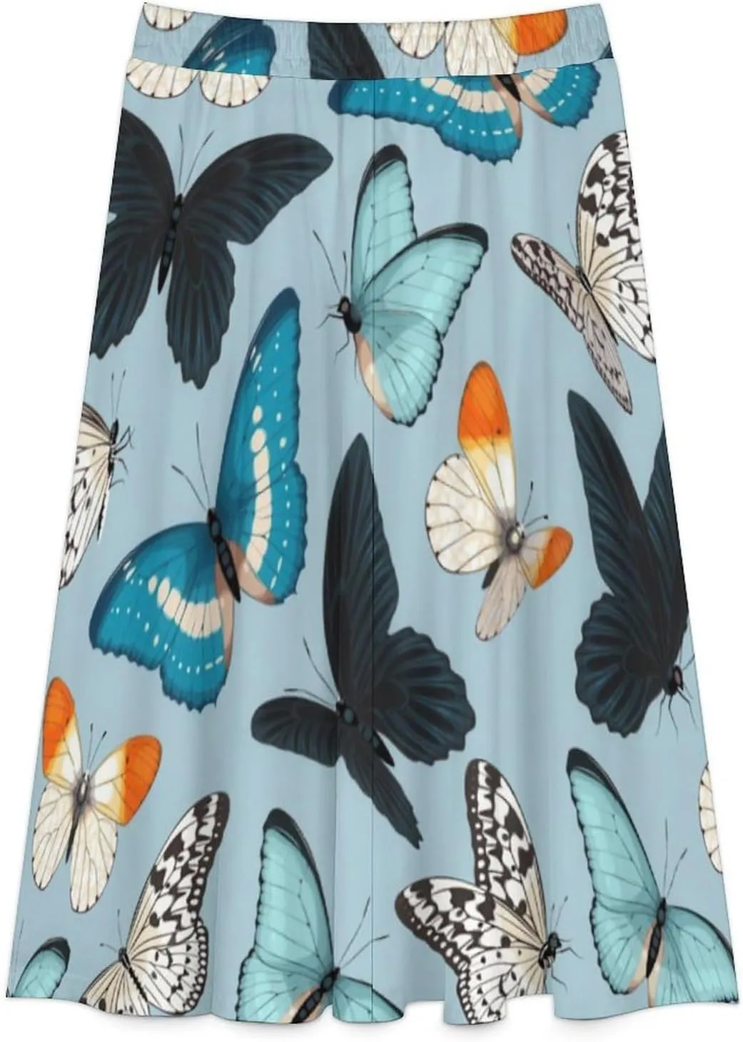 Lovely Fluttabyes Printed Midi Skirts High Elastic Waist Ruched Boho Mini Club Skirt