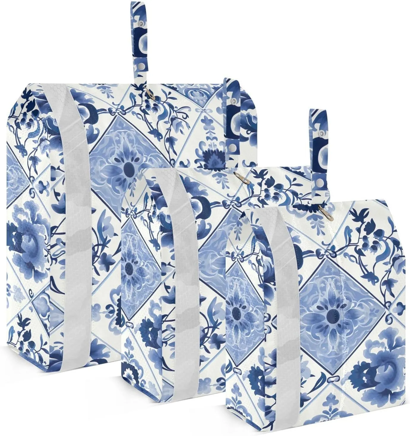 Mandala Boho Flowers Blue Packing Cubes for Travel 3 Set Packing Travel Organizer Cubes Suitcase Organizer Bags for Travel Compression