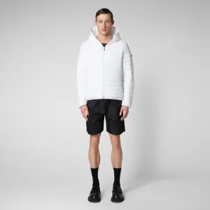 Man's animal free hooded puffer jacket Donald in white