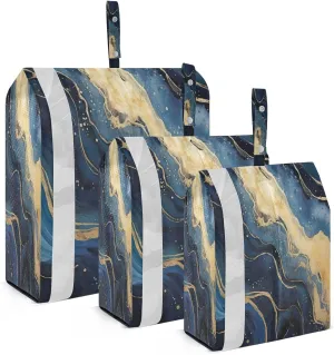 Marble Blue Packing Cubes for Travel 3 Set Compression Packing Cube Suitcase Organizer Bags Set for Travel Essentials