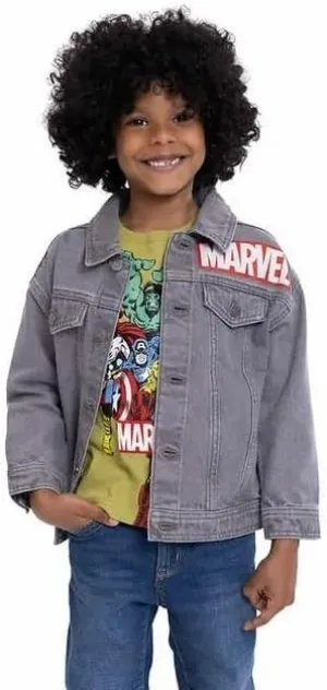 Marvel Character Kids' Denim Jacket and T-Shirt Set (Little Boys, Marvel/Grey, 3T)
