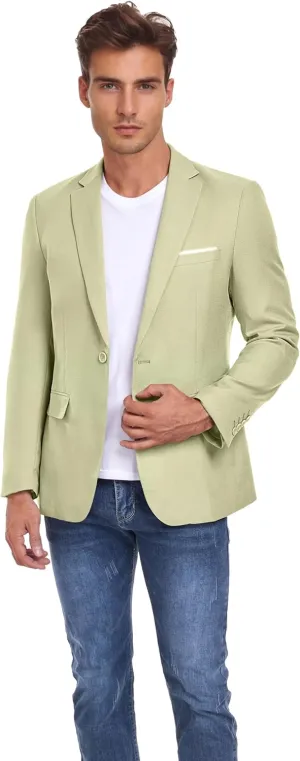 Mens Blazer One Button Slim Fit Suit Jacket Lightweight Business Wedding Prom Casual Sport Blazer