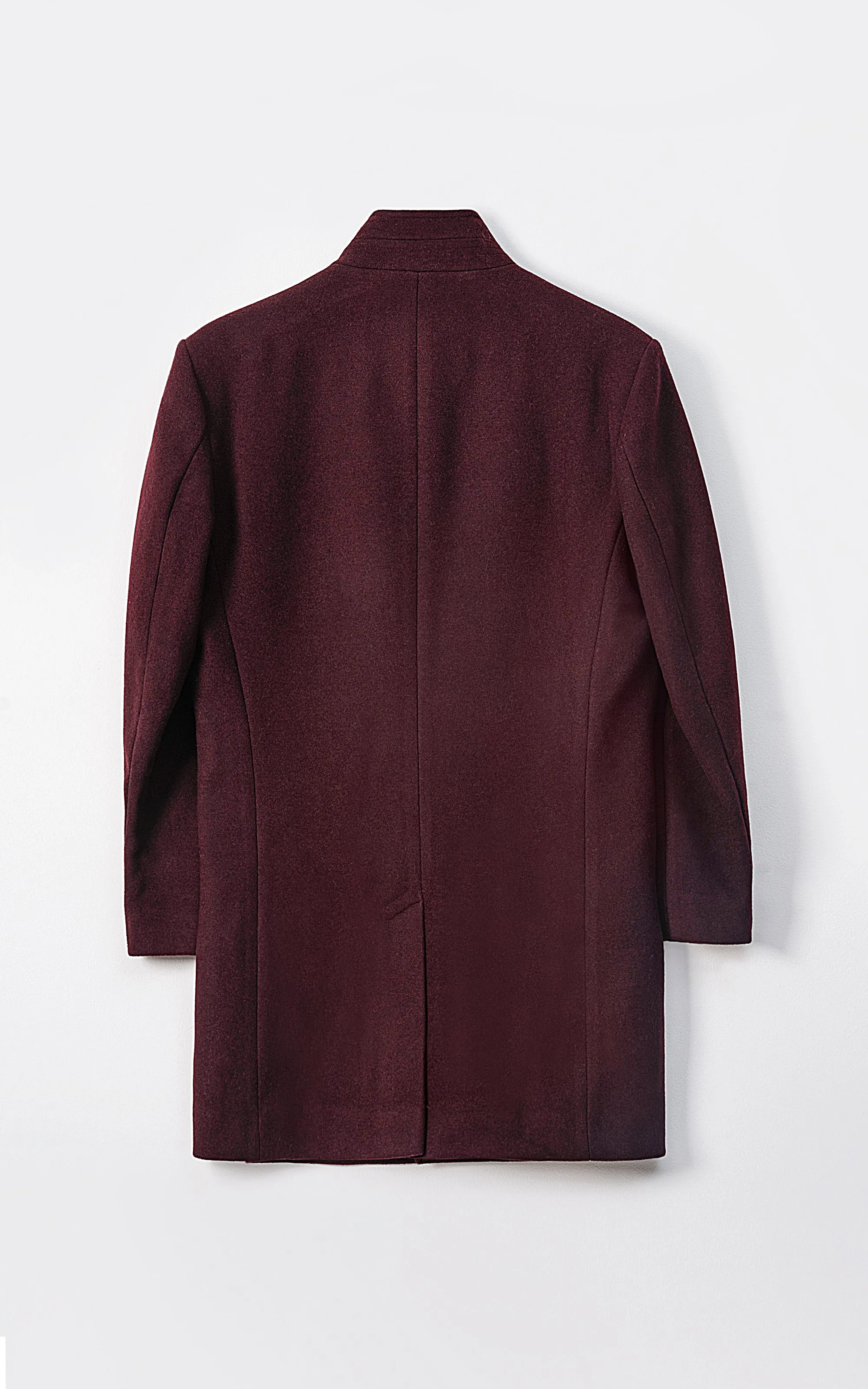 MEN'S LONG WOOL COAT BURGUNDY