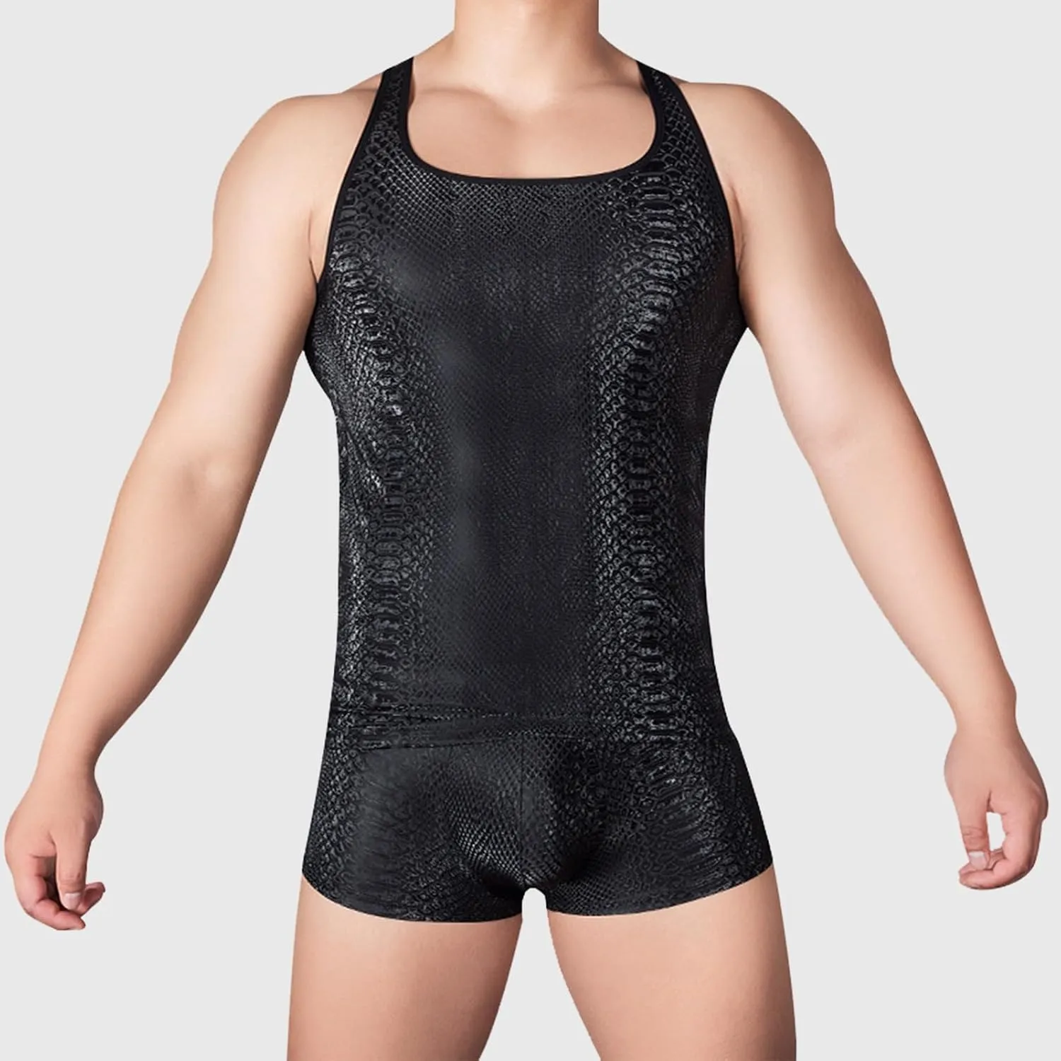 Mens T Shaped Pants Leather Double Open Cut Underwear Color Matching Mesh Low Waisted Underwear Super Car Lover
